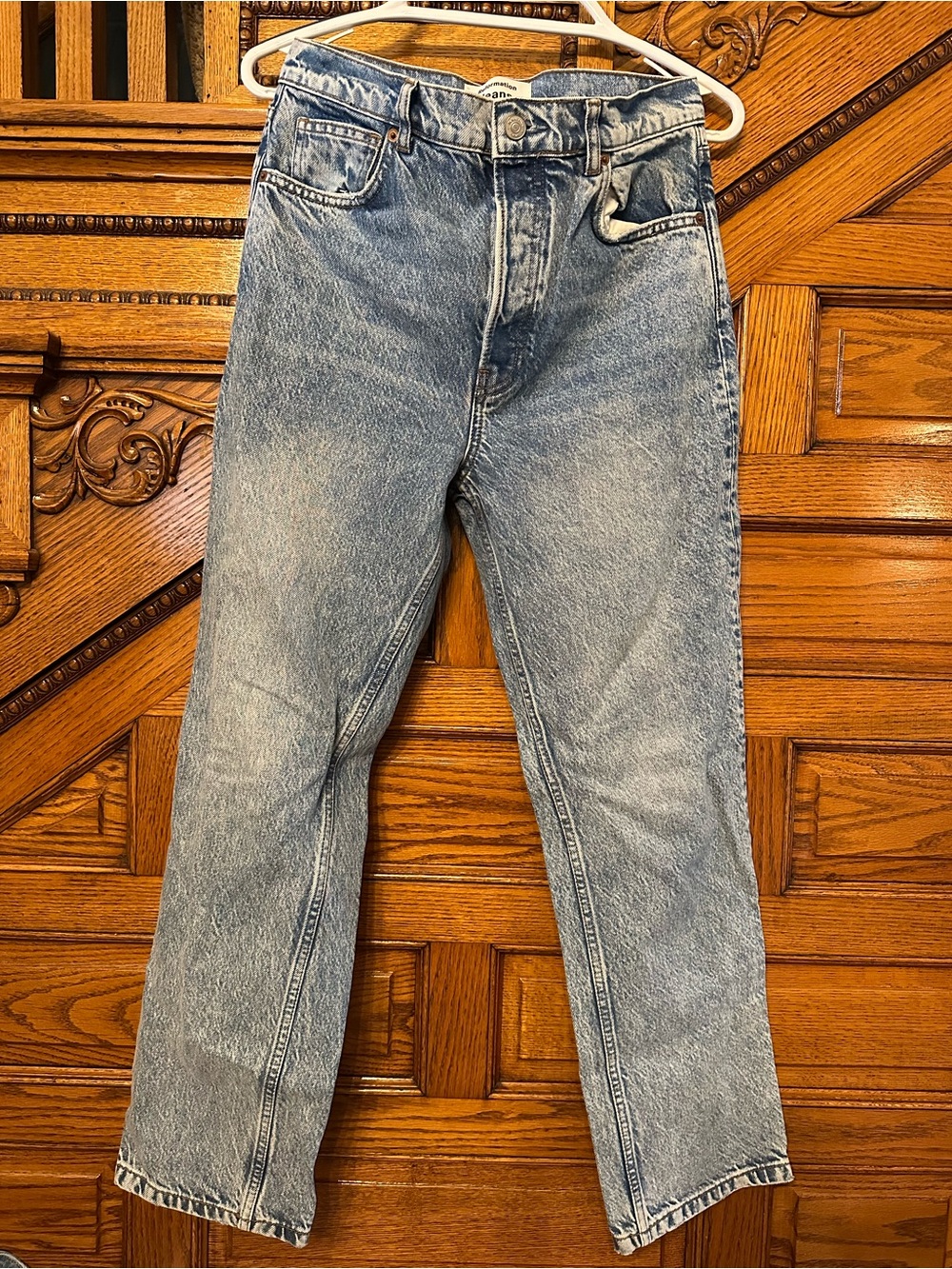 Reformation Cynthia High Rise Straight Jeans Size 29 Light Wash Button Fly Denim